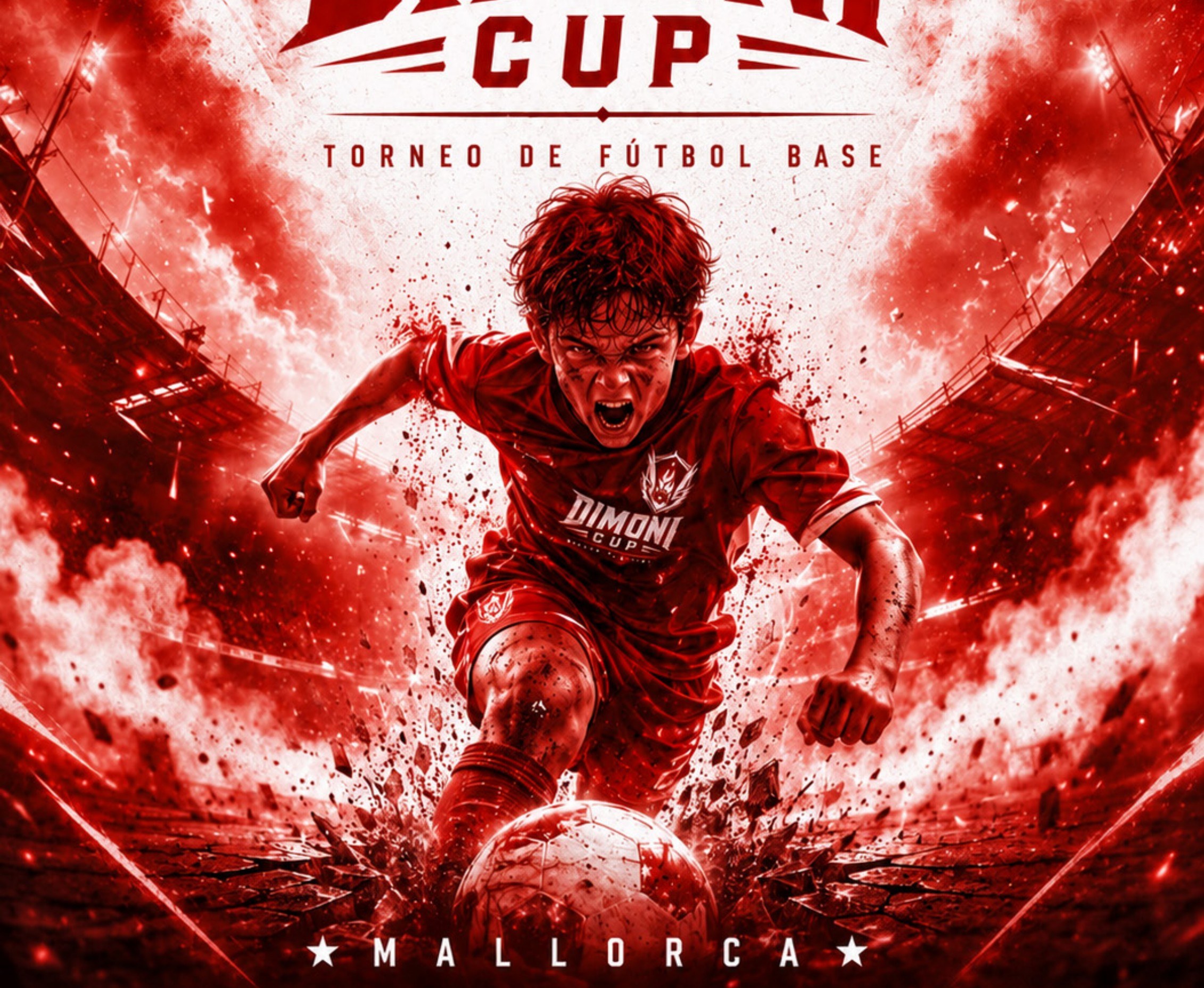 Cartel de la Dimoni Cup, torneo de fútbol base en Mallorca